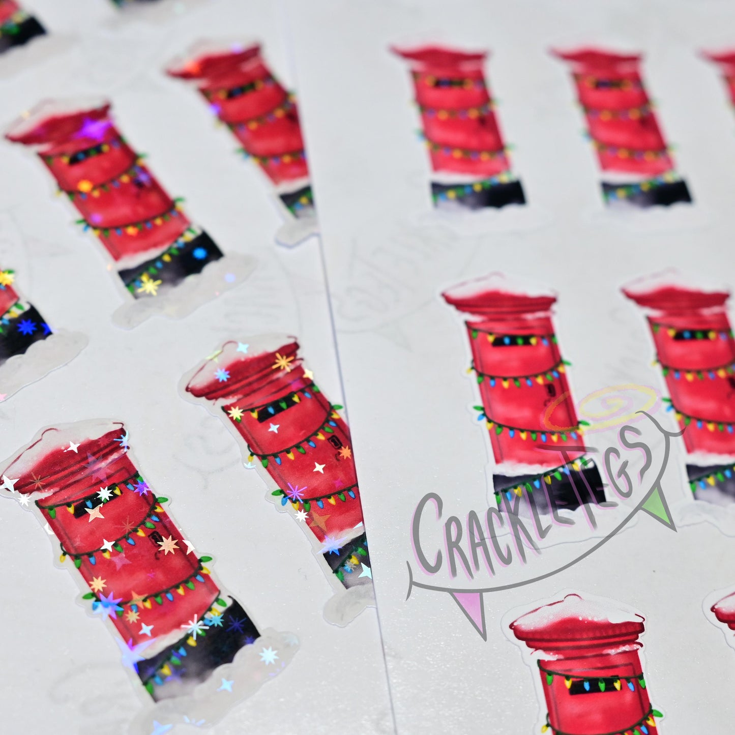 Christmas British Post Box Stickers, Sheet of 20.