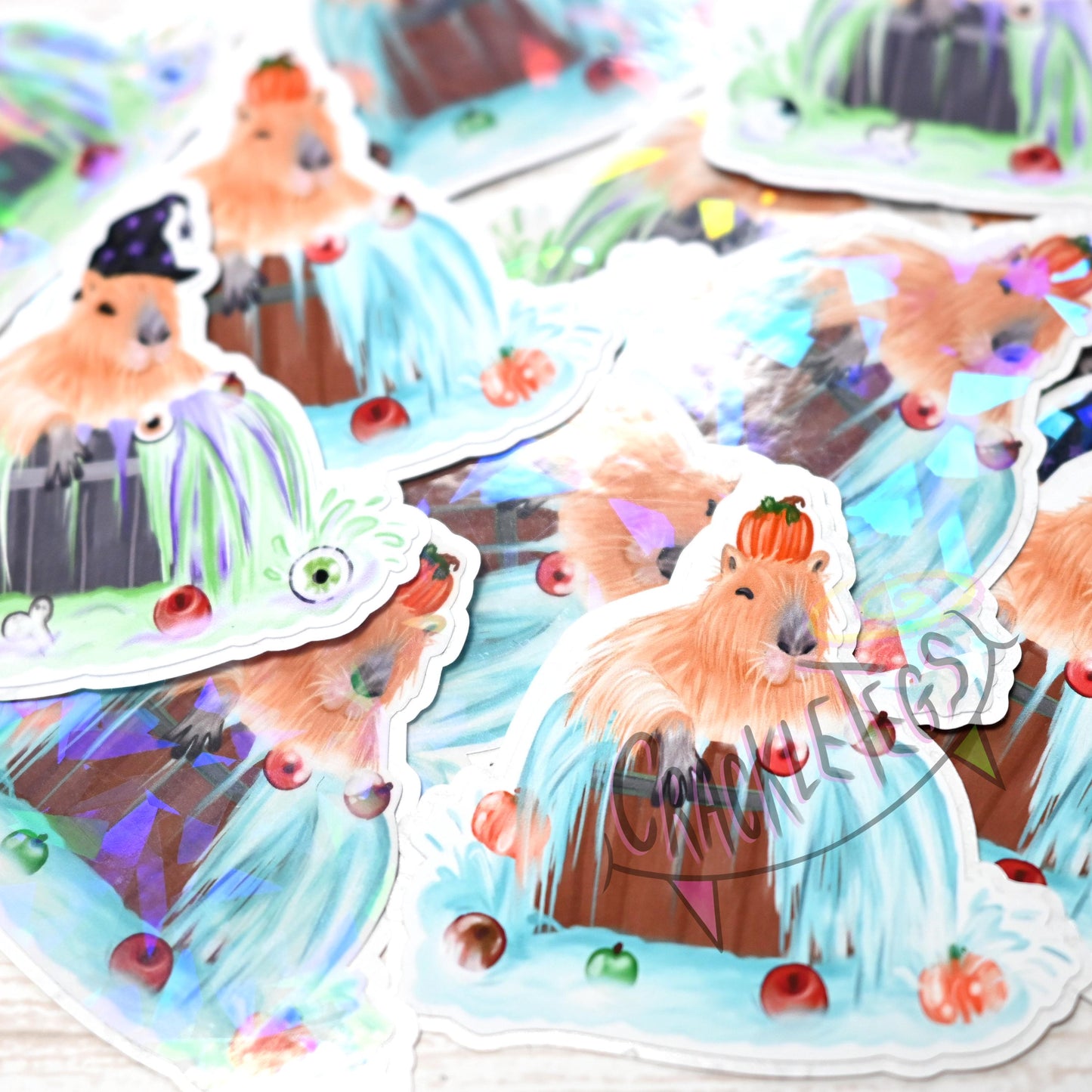 Spooky Capybara Halloween/Fall Stickers, Pack of 6.