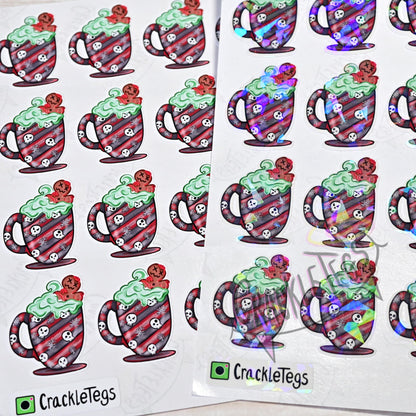 Evil Christmas Mugs, Sheet of 16 Stickers.