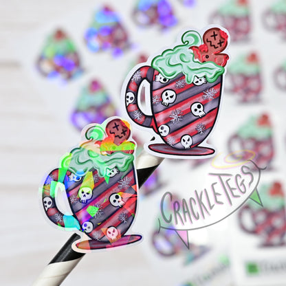 Evil Christmas Mugs, Sheet of 16 Stickers.