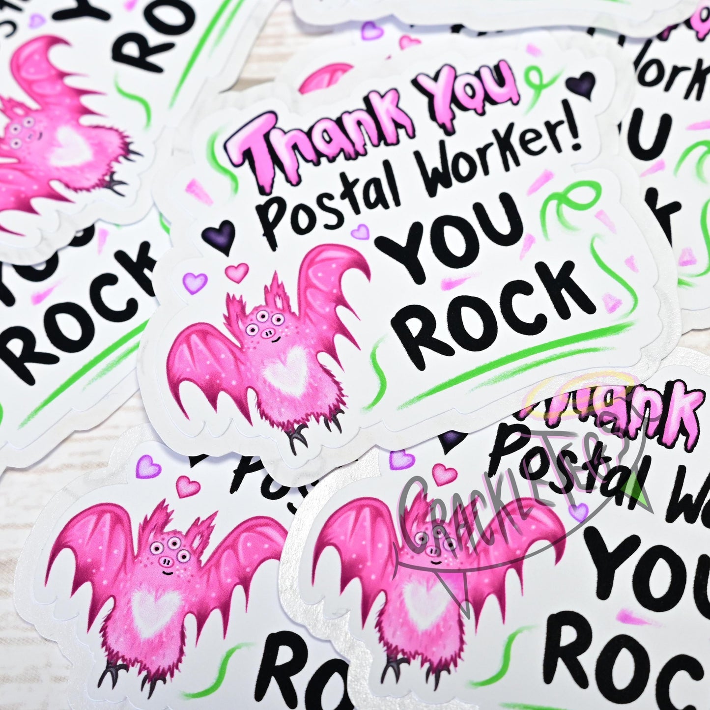 Pigney Thank You Postal/Mail Worker Stickers, Pack of 6.