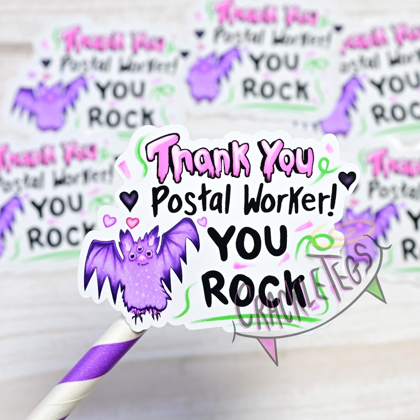 Bonnie Thank You Postal/Mail Worker Stickers, Pack of 6.