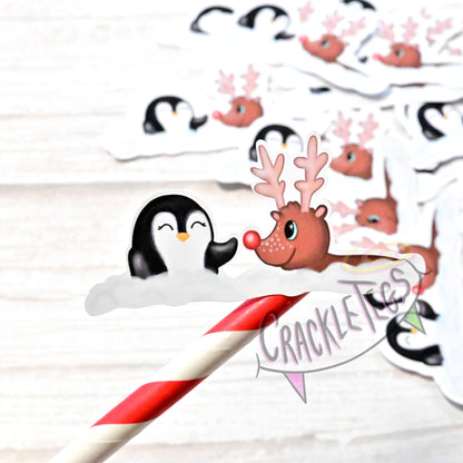 Penny the Penguin & Rudolf Stickers, Pack of 6.