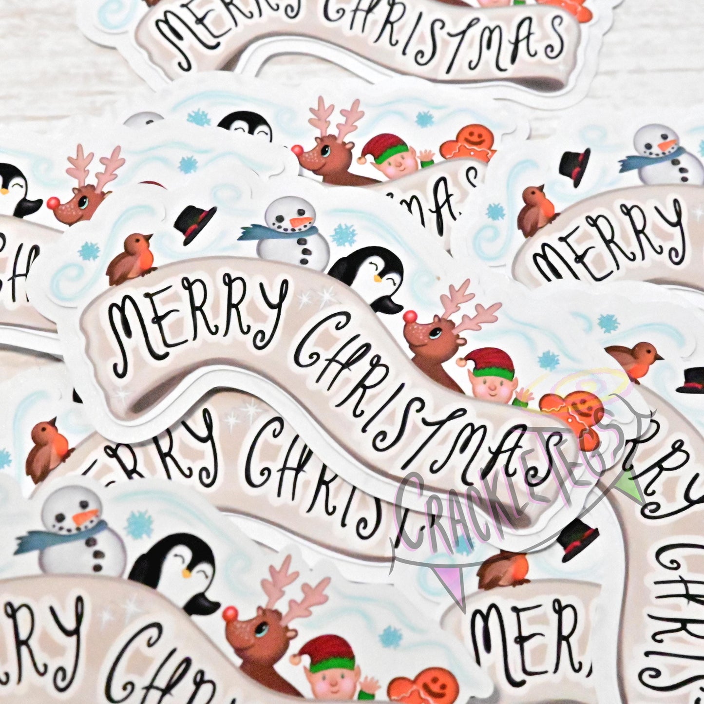 Christmas Crew, Merry Christmas Stickers. Pack of 6.