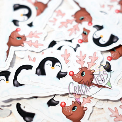 Penny the Penguin & Rudolf Stickers, Pack of 6.