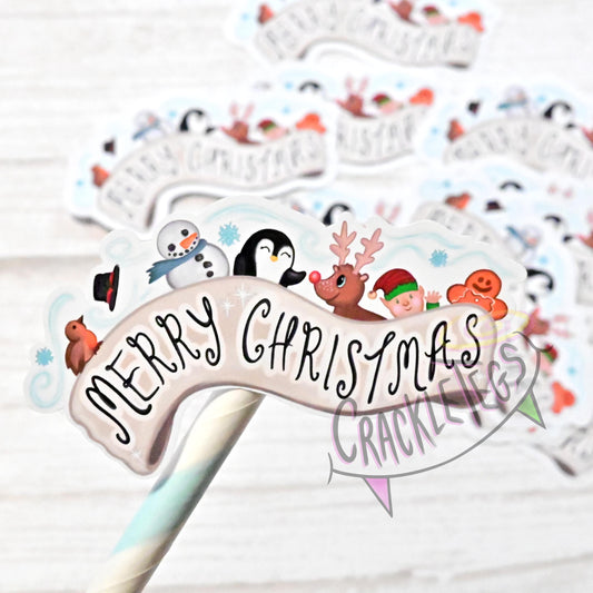 Christmas Crew, Merry Christmas Stickers. Pack of 6.