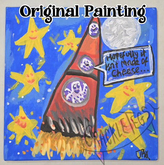 Rocket Octopus Family, An Original Painting By Jaxon. All profits go to the MND association!