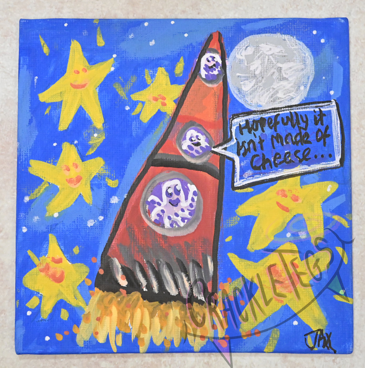 Rocket Octopus Family, An Original Painting By Jaxon. All profits go to the MND association!