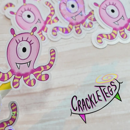 Alien Suzie Flake Sticker Pack, 6 Hand-drawn & Handmade Stickers.