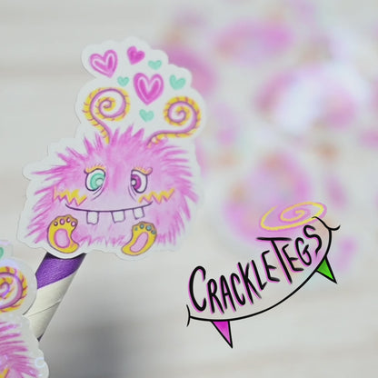 Fluff Ball Bea Stickers, Pack of 8.