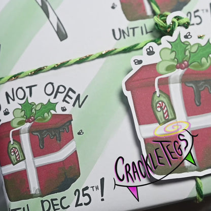 Recycled Creepy Christmas Gift Wrap. Set of 2 Sheets & 2 Tags