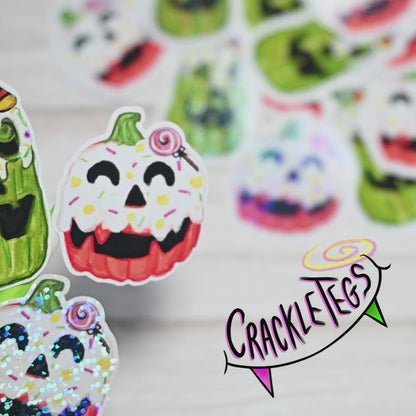 Sweet Pumpkins Stickers, Pack of 6. Originally Hand-Painted.