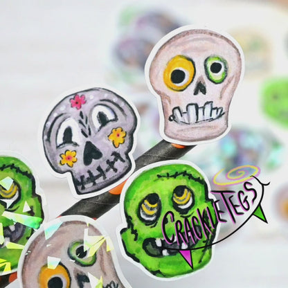 Ooglie Booglie Faces. Halloween Stickers, Pack. of 9.