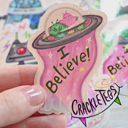 Vinyl Holographic Stickers, You Choose! 1 Original CrackleTegs Character.
