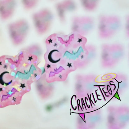Pastel Bat Stickers, Sheet of 16.