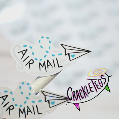 Paper Plane Air Mail Stickers, Sheet of 21.