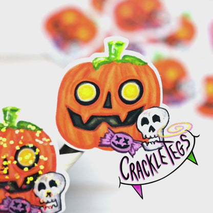 Creepy Pumpkin Halloween Stickers, Pack of 8.