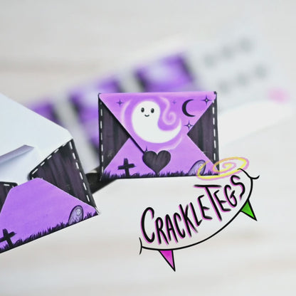 Spooky Ghost Mini Adhesive Envelopes. Secret P.S note perfect for pen pals or scrapbooks!