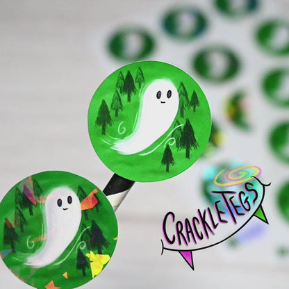 Friendly Forest Ghost Stickers, Sheet of 12.