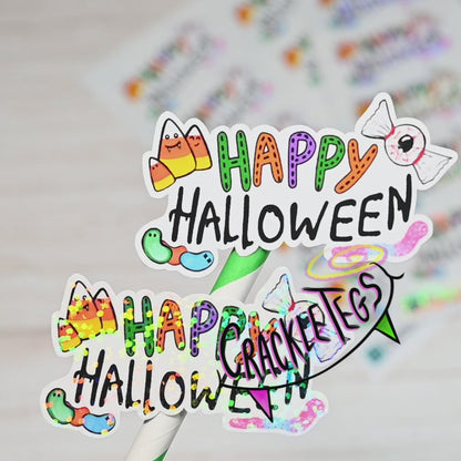 Happy Halloween Candy Stickers, Sheet of 10.