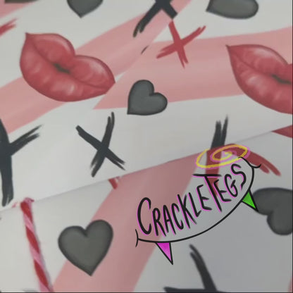 Recycled Gothic Kiss Gift Wrap. Set of 2 Sheets & 2 Tags.