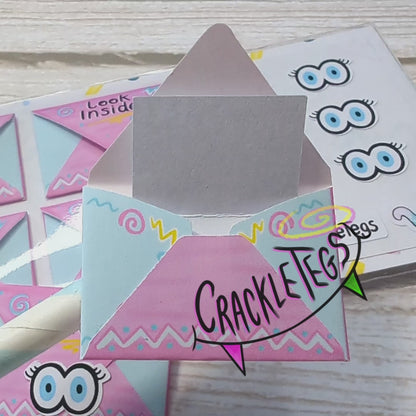 Retro Look Inside Mini Adhesive Envelopes. Perfect for discount shop codes, Secret P.S notes or scrapbooks!
