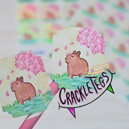 Blossom the Capybara Stamp Stickers, Sheet of 16.