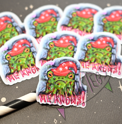 Magical Toad Knows All! Pack of 8 stickers, Originally Hand-Painted.